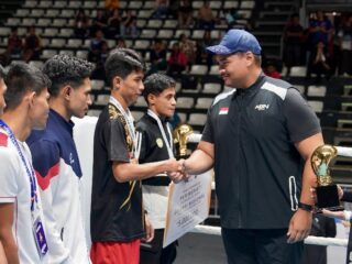 Menteri Pemuda dan Olahraga Republik Indonesia (Menpora RI) Dito Ariotedjo, menghadiri final Seleksi Nasional (Seleknas) cabang olahraga tinju yang bertajuk Piala Menteri Pemuda dan Olahraga (Menpora) 2025 di Hall Basket Kompleks Gelora Bung Karno (GBK) Senayan, Jakarta.(foto:Gilang/kemenpora.go.id)